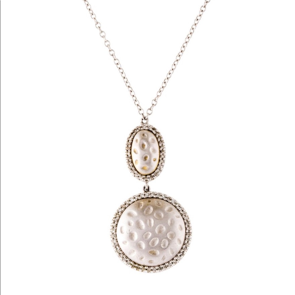 14 kt double diamond disc pendant